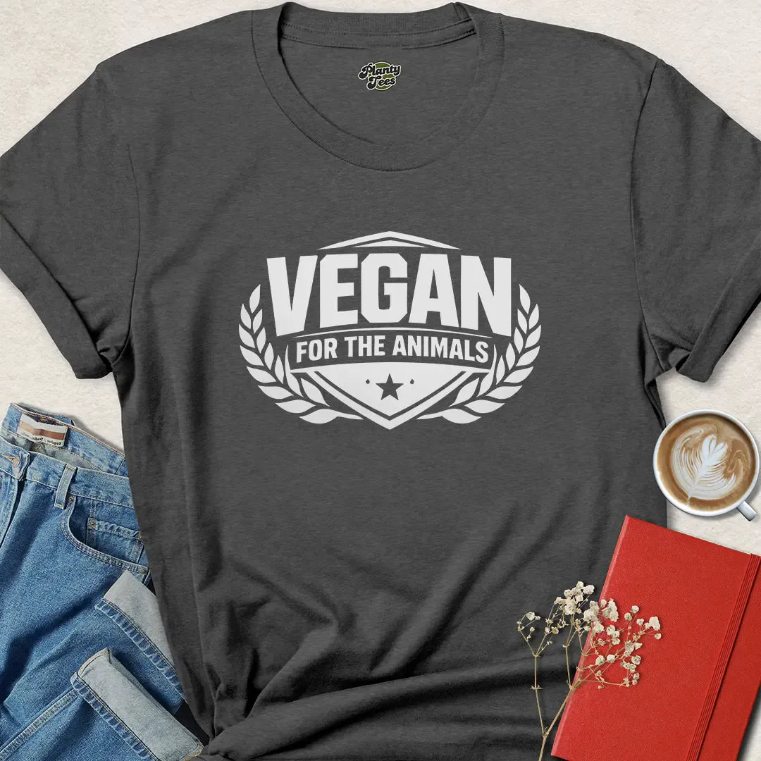 Vegan For the Animals Badge Shirt – Strong Vegan Statement Tee