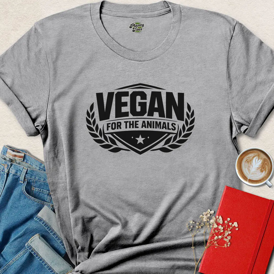 Vegan For the Animals Badge Shirt – Strong Vegan Statement Tee