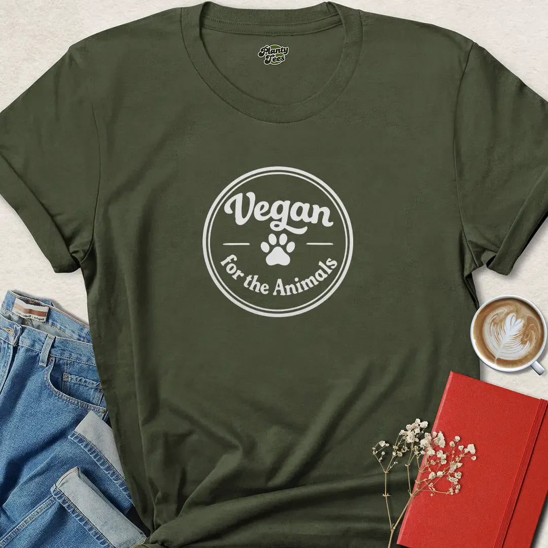 Vegan for the Animals Paw Shirt – Simple, Kind Message Tee for Animal Lovers