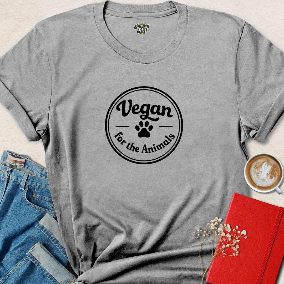 Vegan for the Animals Paw Shirt – Simple, Kind Message Tee for Animal Lovers
