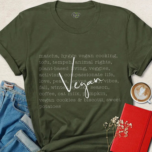 Vegan Word Collage Shirt – Cozy Plant-Based Lifestyle Tee
