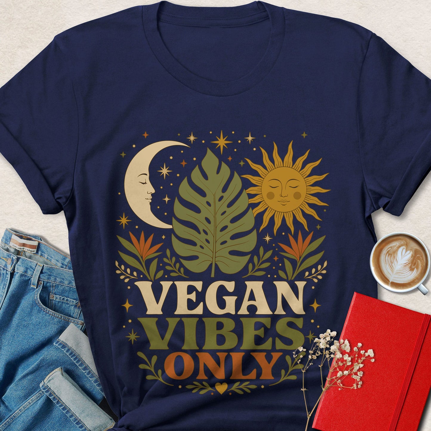 Vegan Vibes Only Shirt | Retro Celestial Vegan Tee