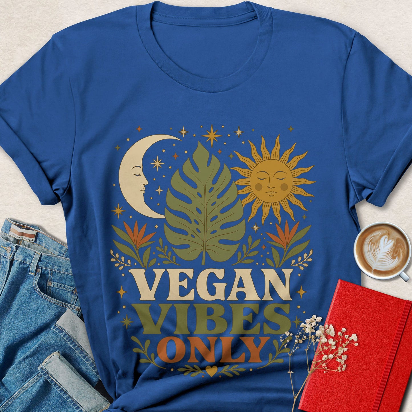 Vegan Vibes Only Shirt | Retro Celestial Vegan Tee