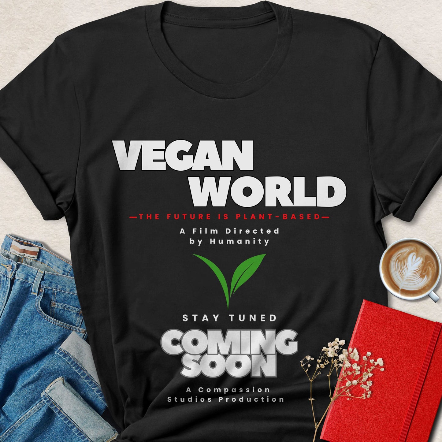 Vegan World Coming Soon, Plant-Based Movie Poster Tee