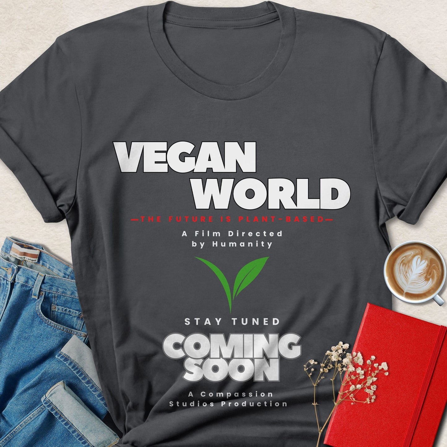 Vegan World Coming Soon, Plant-Based Movie Poster Tee
