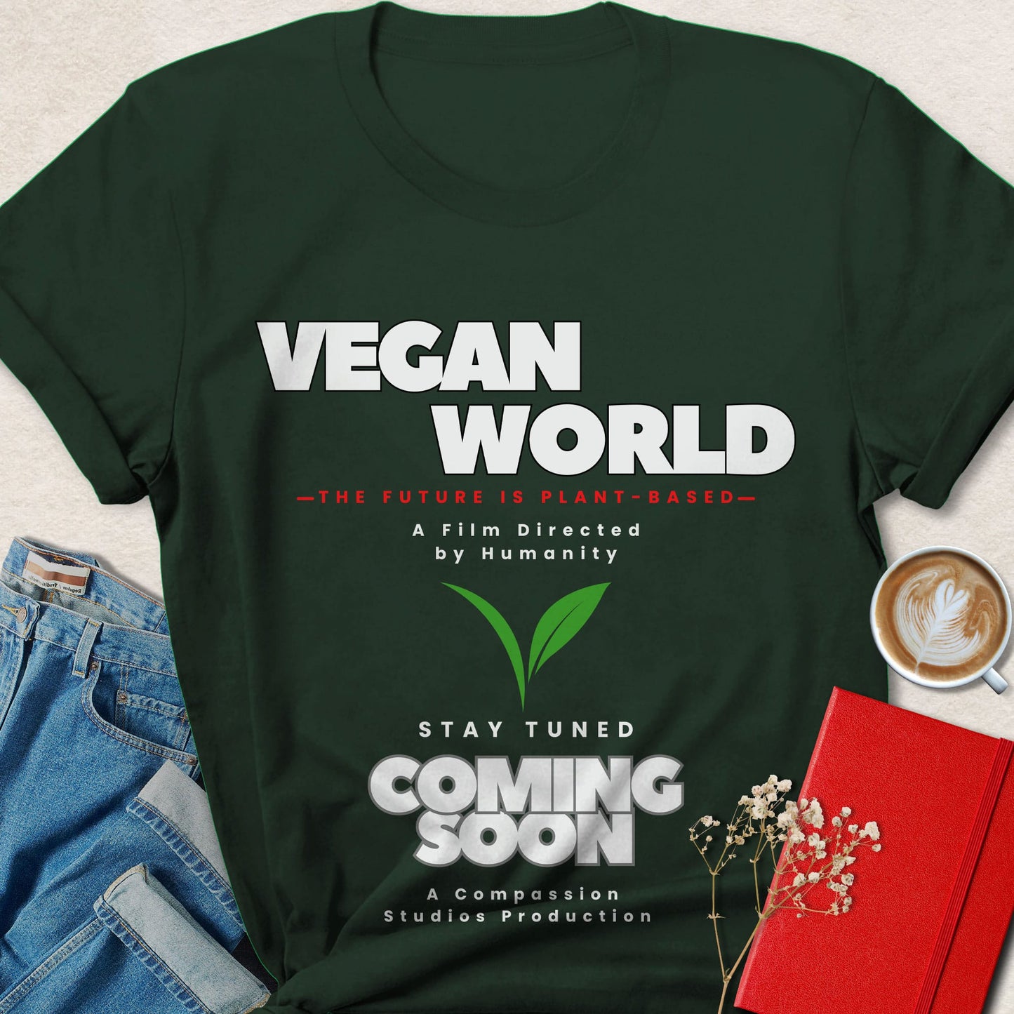 Vegan World Coming Soon, Plant-Based Movie Poster Tee