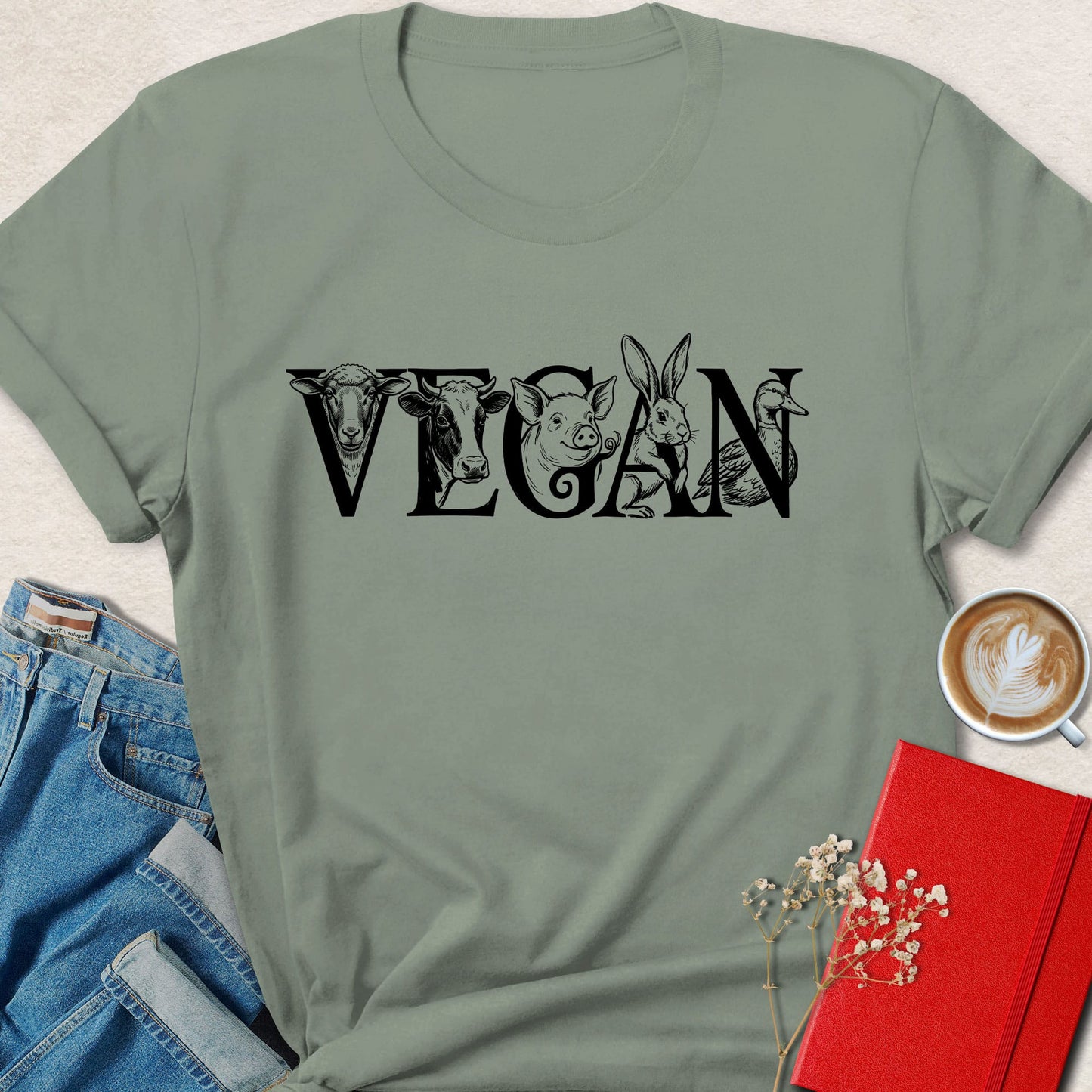 Vegan Farm Animal Graphic T-shirt