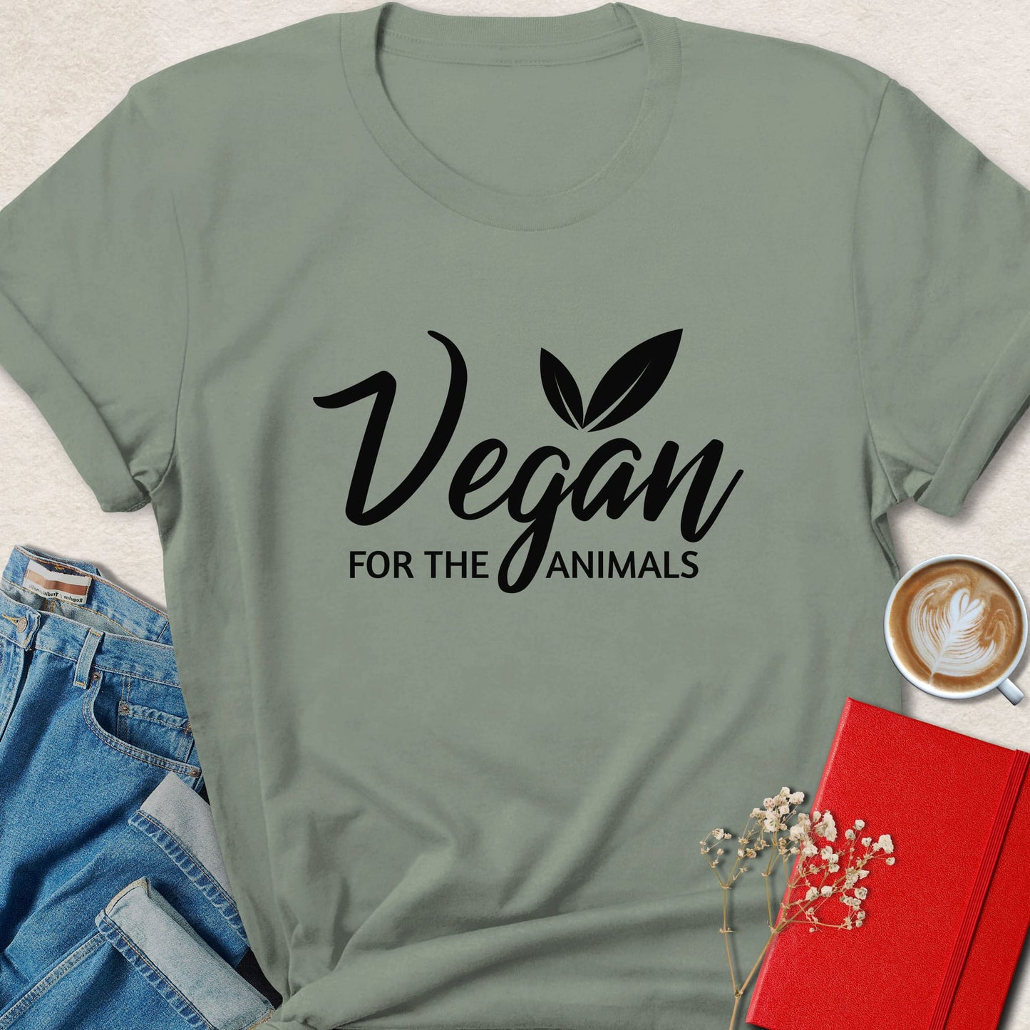 Vegan for the Animals Script T-Shirt