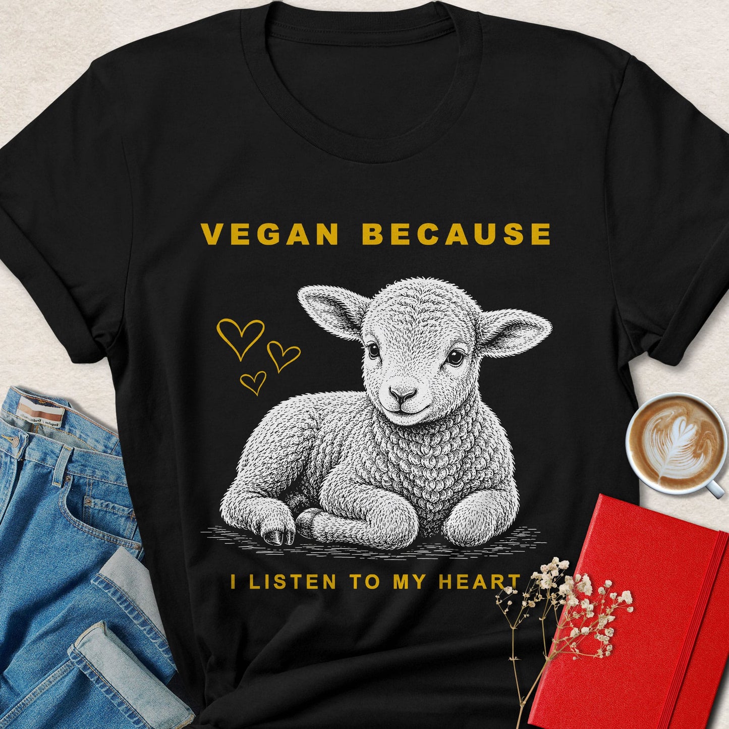 Vegan Because I Listen to My Heart Lamb T-Shirt