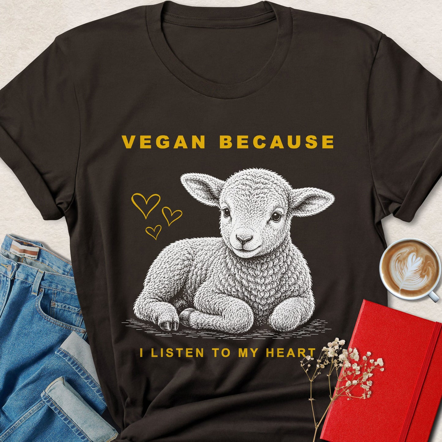 Vegan Because I Listen to My Heart Lamb T-Shirt