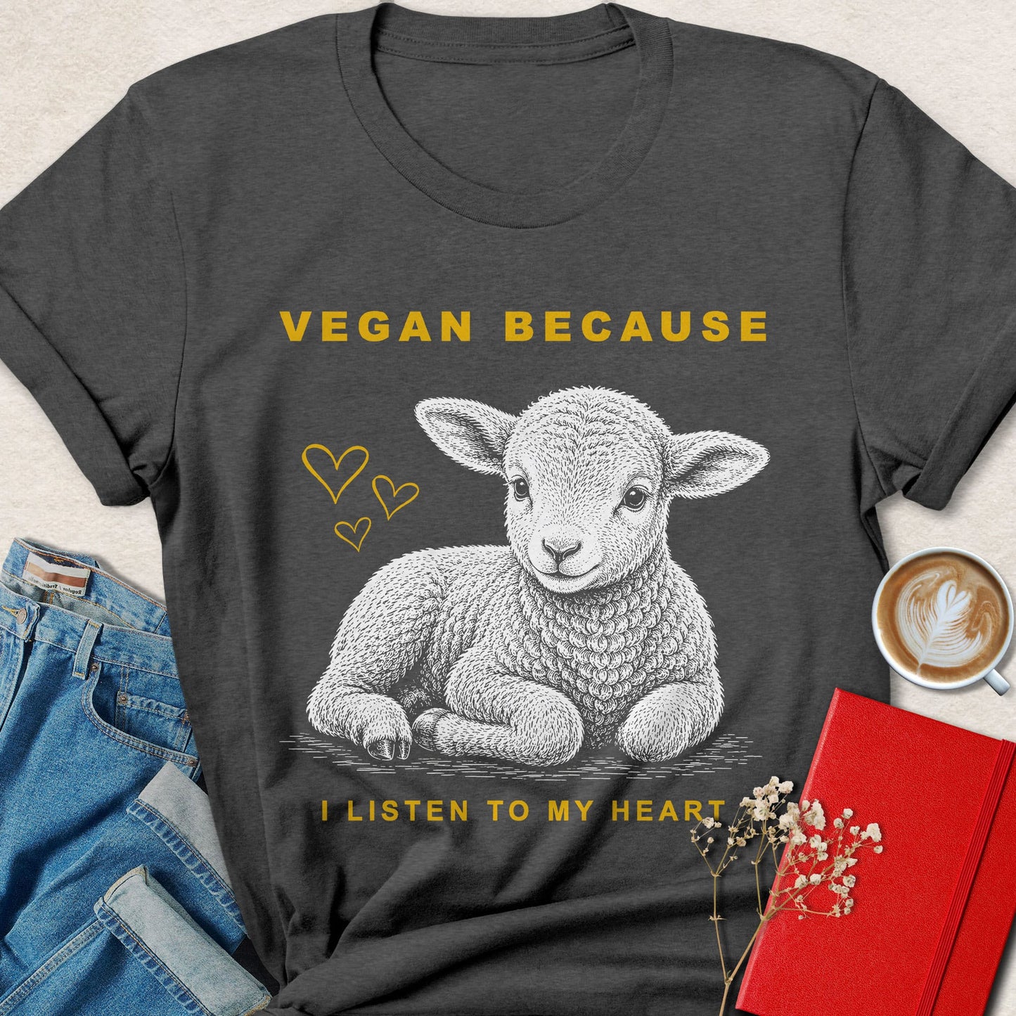 Vegan Because I Listen to My Heart Lamb T-Shirt
