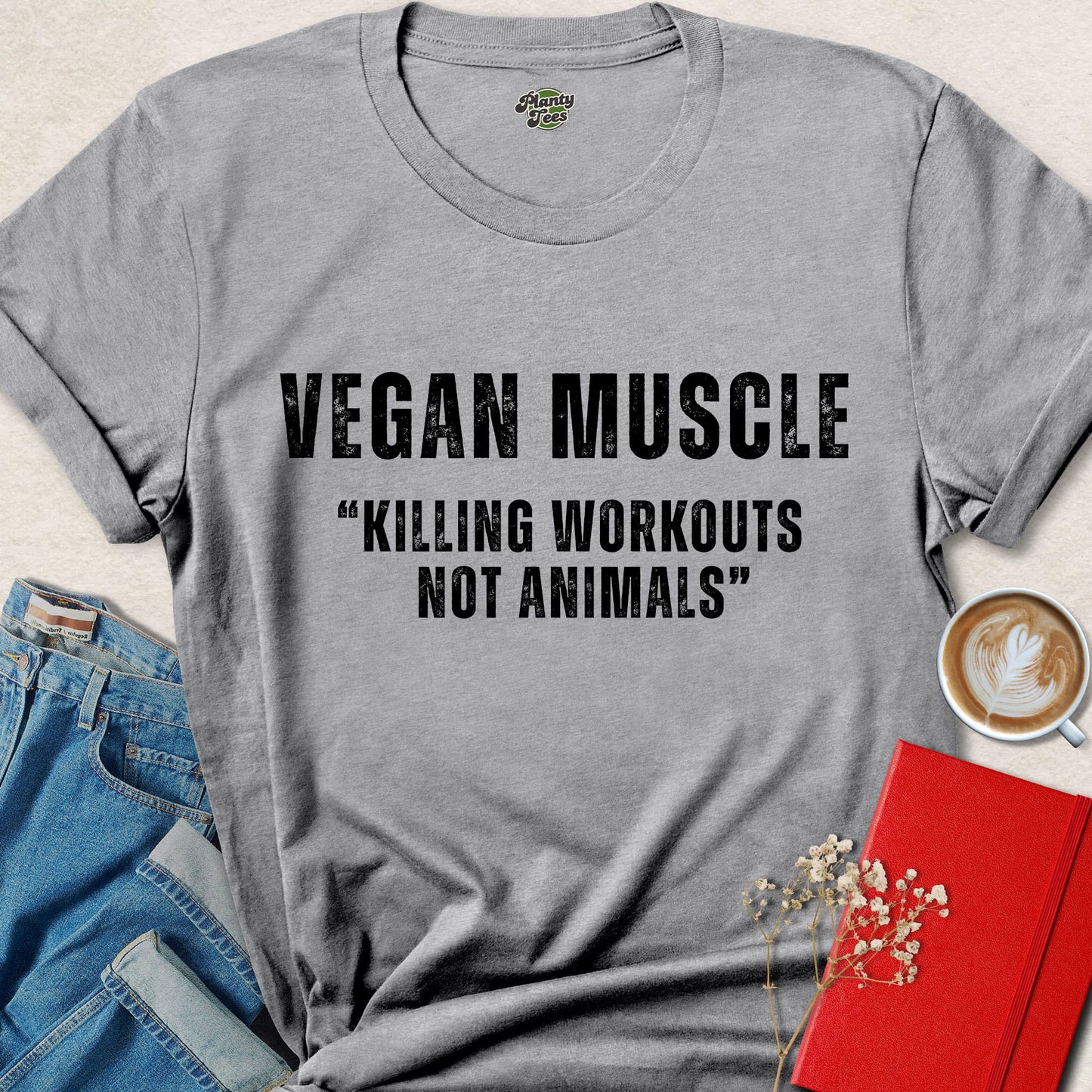 Vegan Muscle T-Shirt — Killing Workouts Not Animals Gym Tee