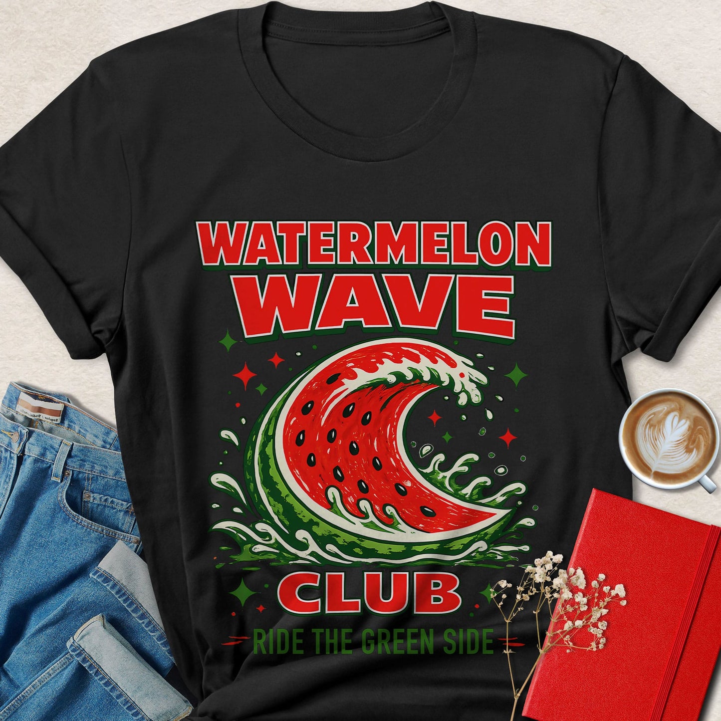 Watermelon Wave Club Ride the Green Side Vegan T-Shirt