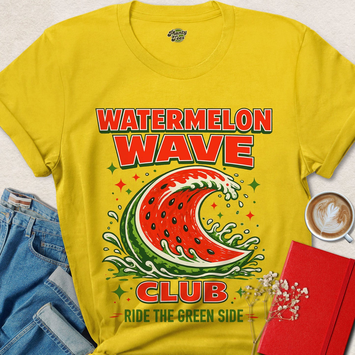 Watermelon Wave Club Ride the Green Side Vegan T-Shirt