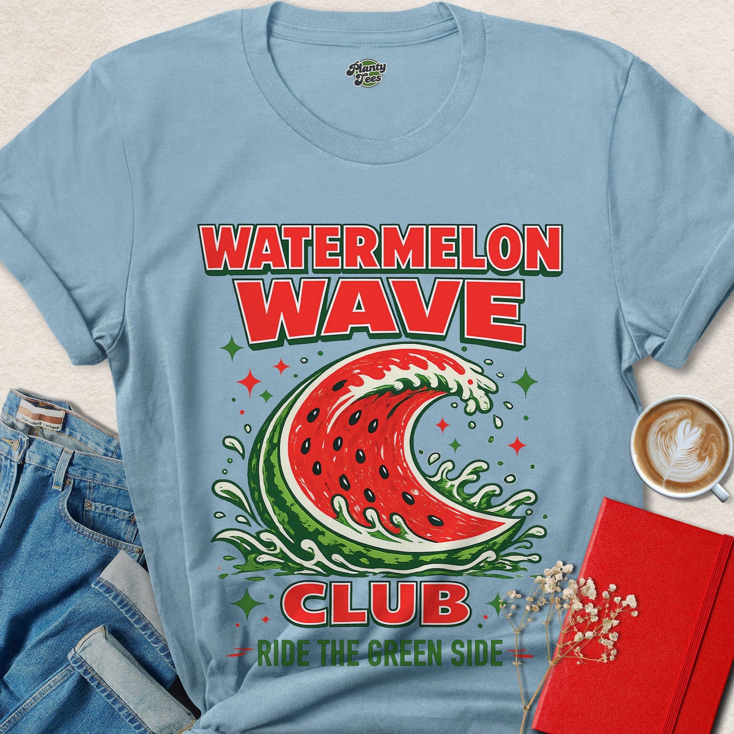 Watermelon Wave Club Ride the Green Side Vegan T-Shirt