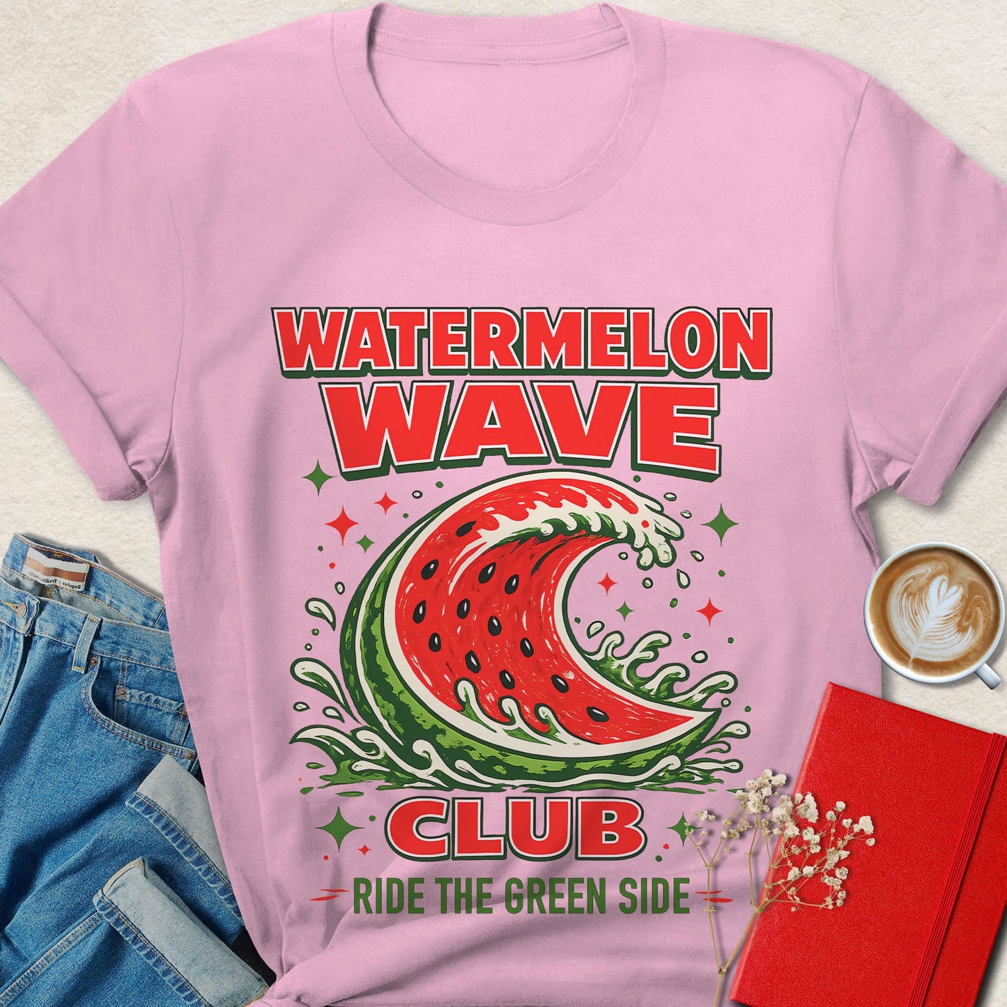 Watermelon Wave Club Ride the Green Side Vegan T-Shirt