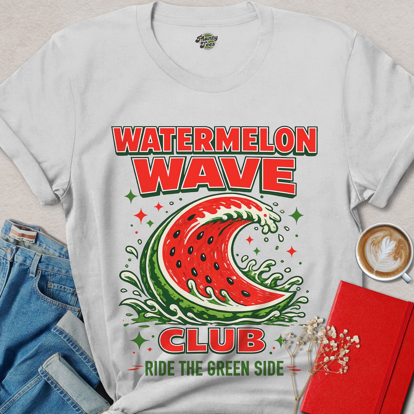 Watermelon Wave Club Ride the Green Side Vegan T-Shirt