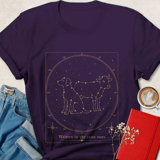 Written in the Stars Vegan Shirt Animal Rights Constellation