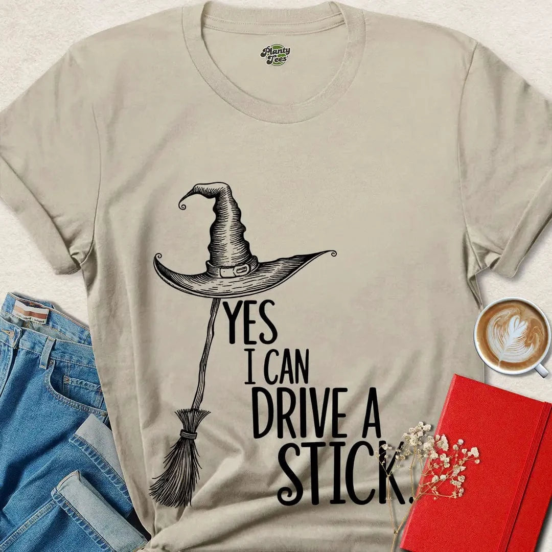 Yes I Can Drive a Stick Witch Shirt – Funny Halloween Tee