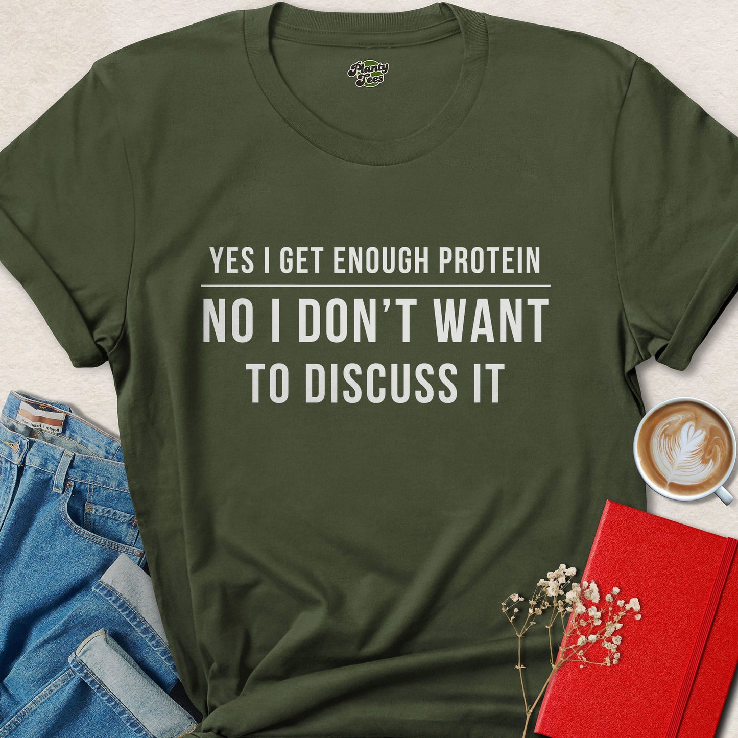 Yes I Get Enough Protein Shirt Vegan Statement Plant Based Tee