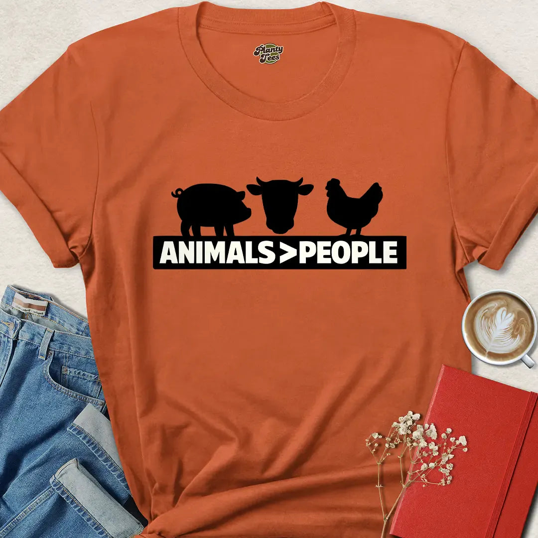 Animals Greater Than People Vegan Shirt