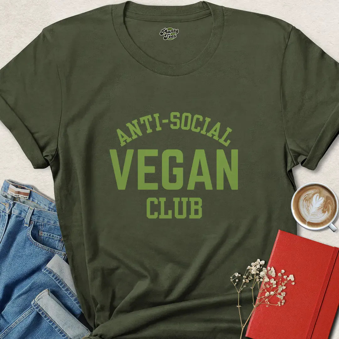Anti-Social Vegan Club Shirt - Funny Plant-Based Tee