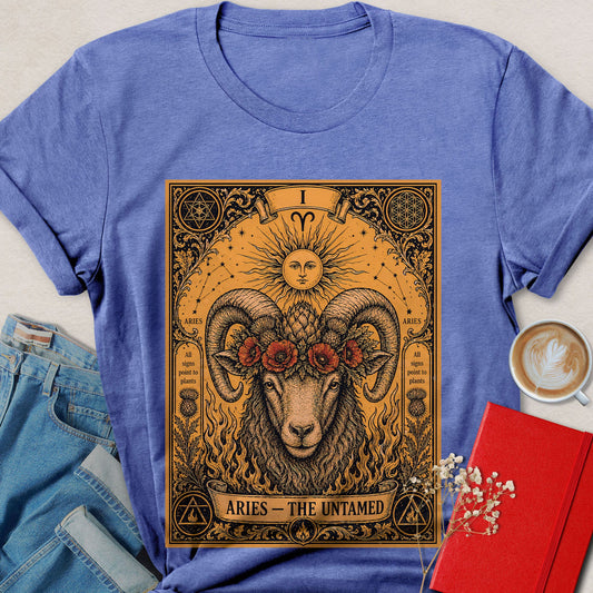 Aries Tarot Vegan Shirt Zodiac Astrology Ram Plant Based Tee