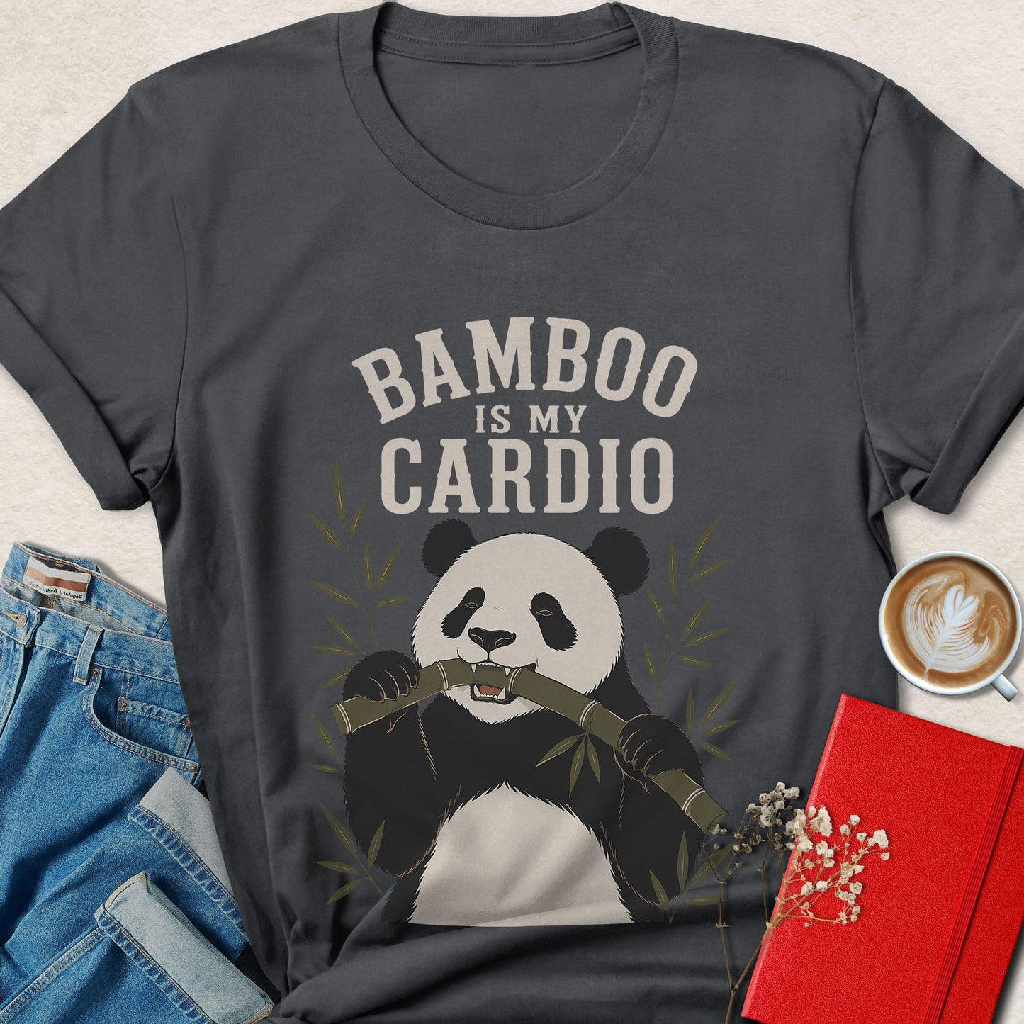 Bamboo Is My Cardio Funny Panda Vegan T-Shirt