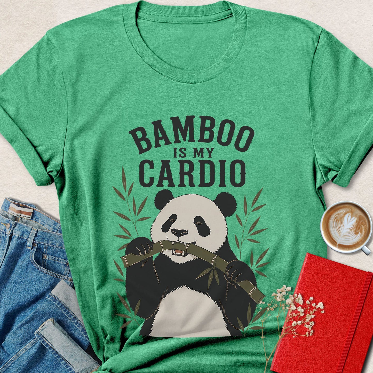 Bamboo Is My Cardio Funny Panda Vegan T-Shirt
