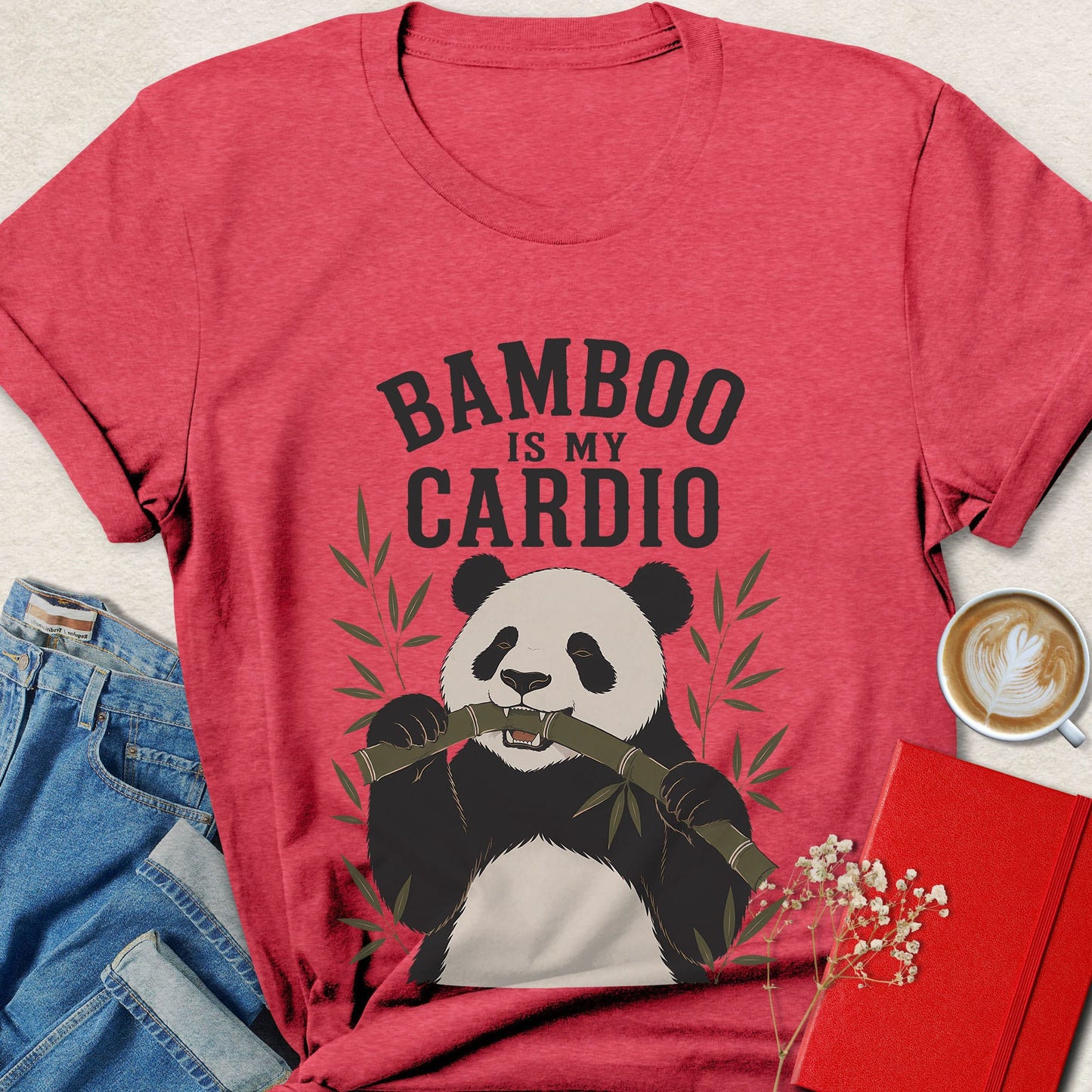 Bamboo Is My Cardio Funny Panda Vegan T-Shirt