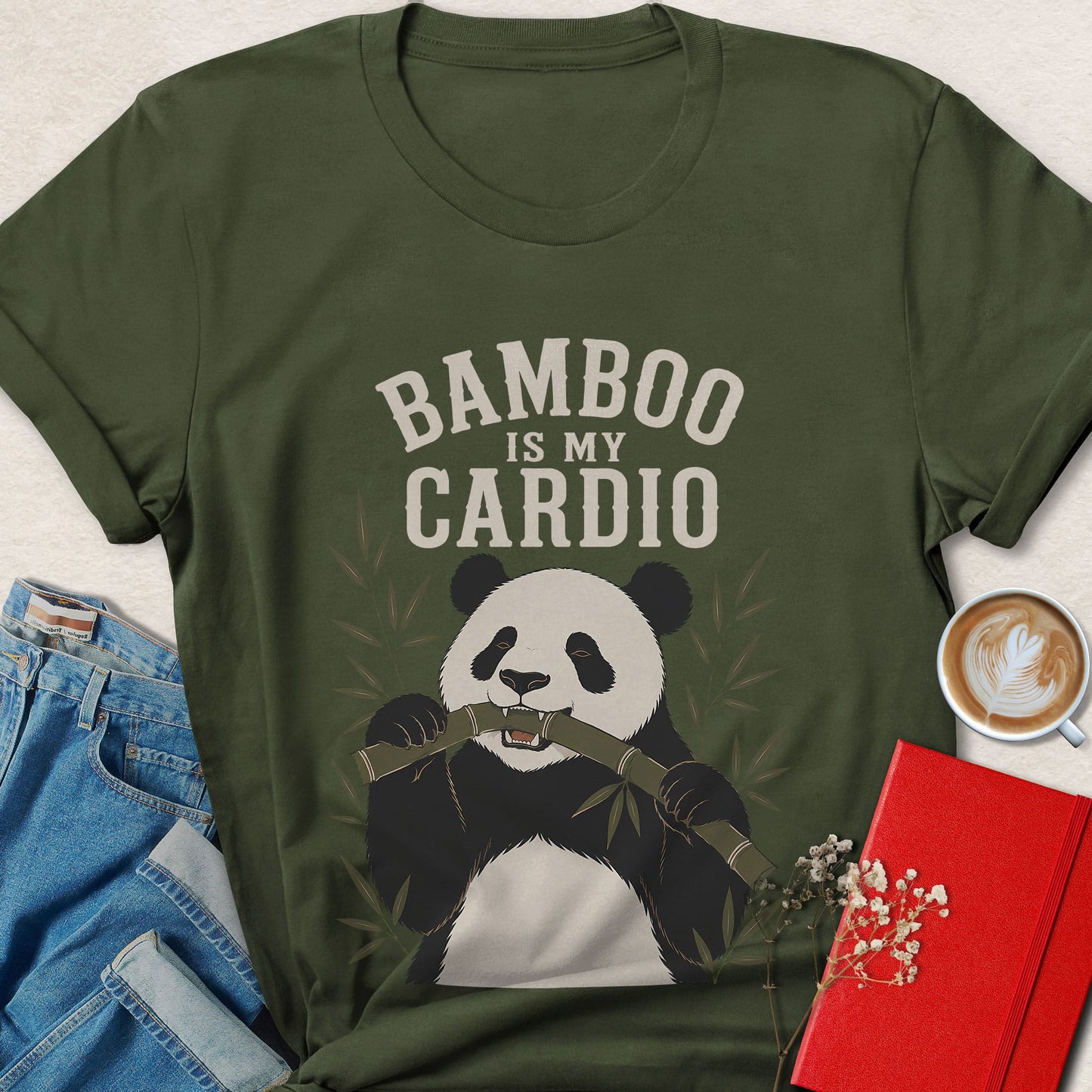 Bamboo Is My Cardio Funny Panda Vegan T-Shirt