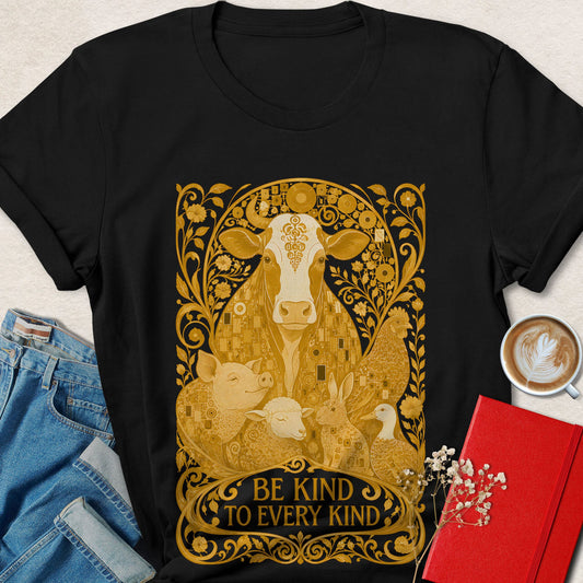 Be Kind to Every Kind Art Nouveau Vegan Animal Rights T-Shirt