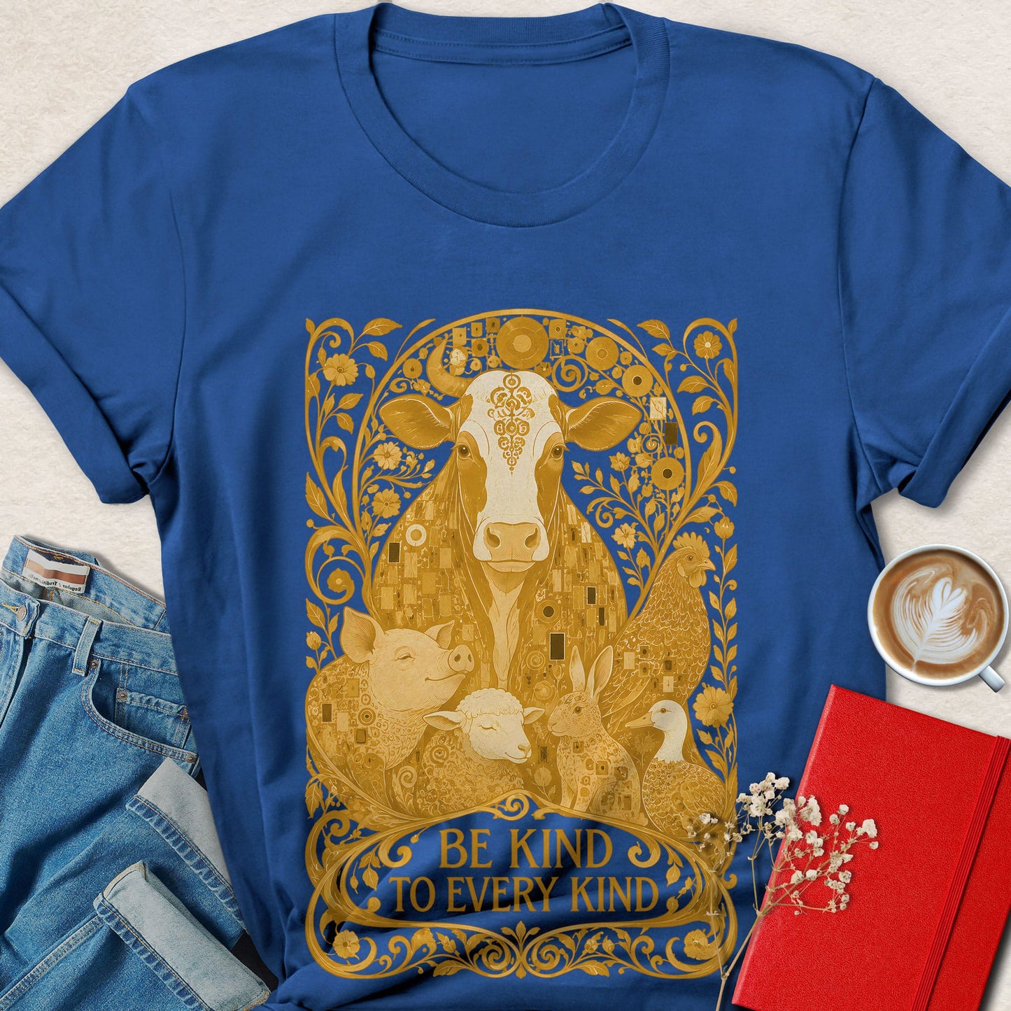 Be Kind to Every Kind Art Nouveau Vegan Animal Rights T-Shirt