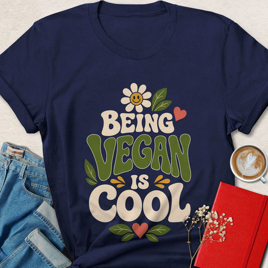 Being Vegan Is Cool Retro Botanical T-Shirt