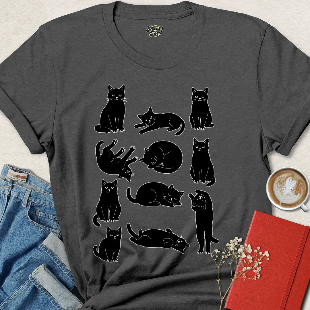 Black Cat Shirt – Funny Posing Cats Tee for Animal Lovers & Pet Parents | Shop Now