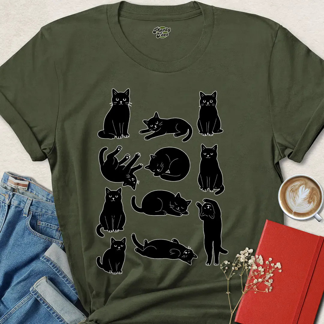 Black Cat Shirt – Funny Posing Cats Tee for Animal Lovers & Pet Parents | Shop Now