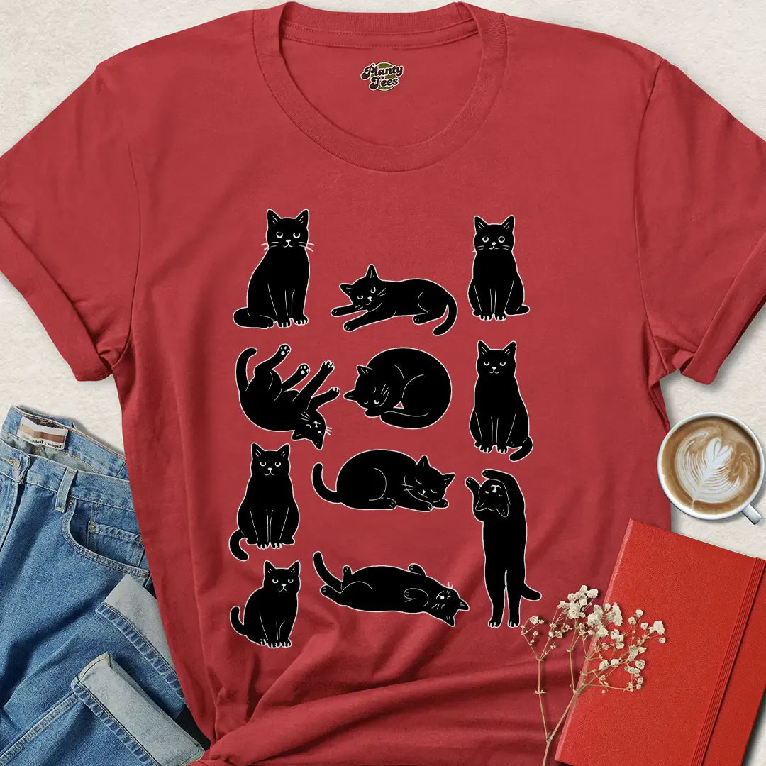 Black Cat Shirt – Funny Posing Cats Tee for Animal Lovers & Pet Parents | Shop Now