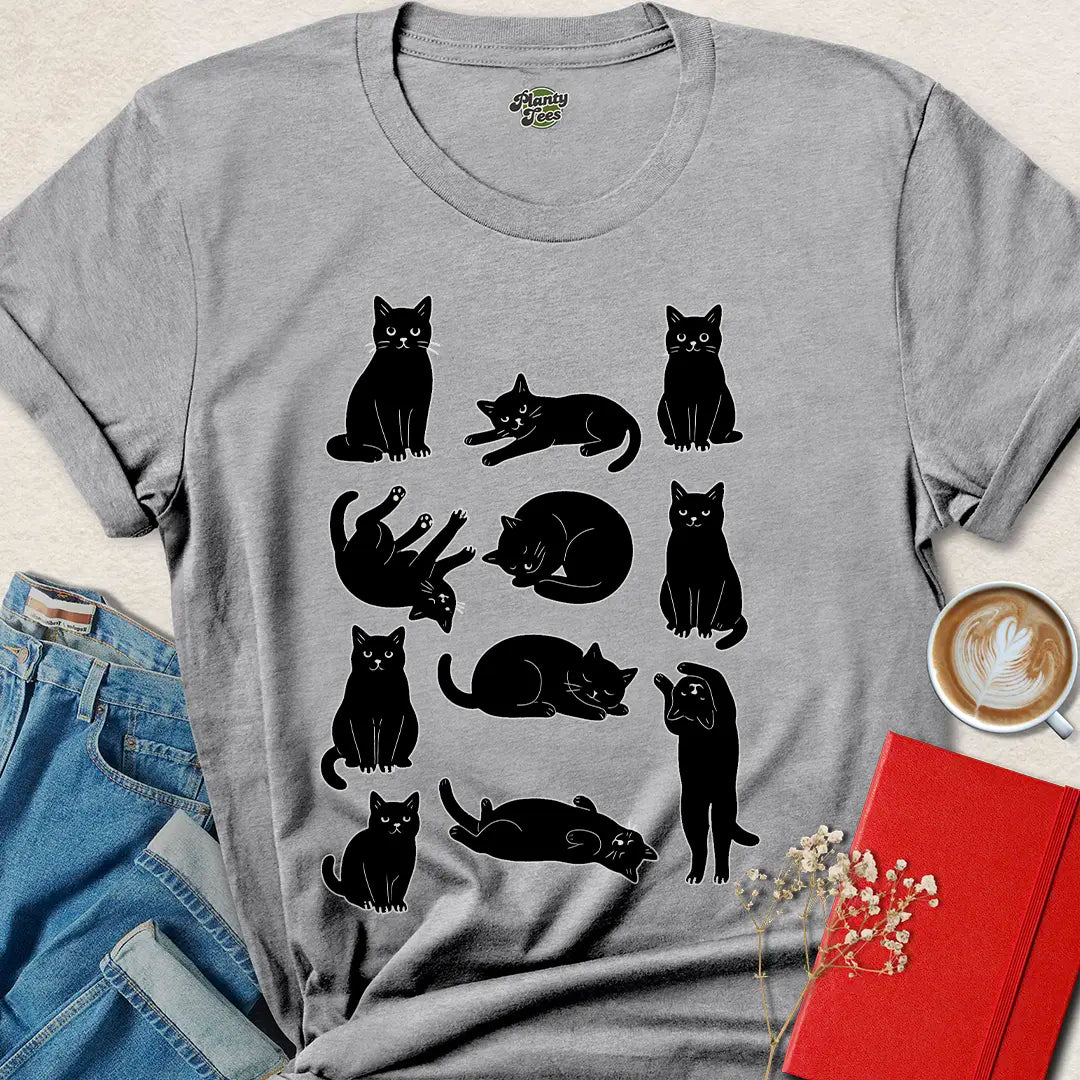 Black Cat Shirt – Funny Posing Cats Tee for Animal Lovers & Pet Parents | Shop Now