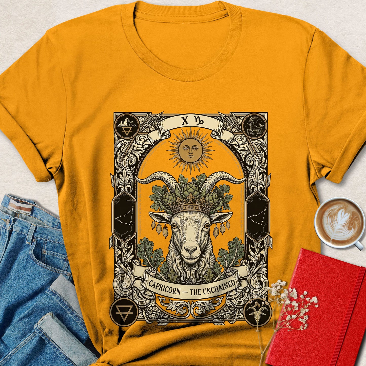 Capricorn Tarot Vegan Shirt Zodiac Astrology Plant Based Tee
