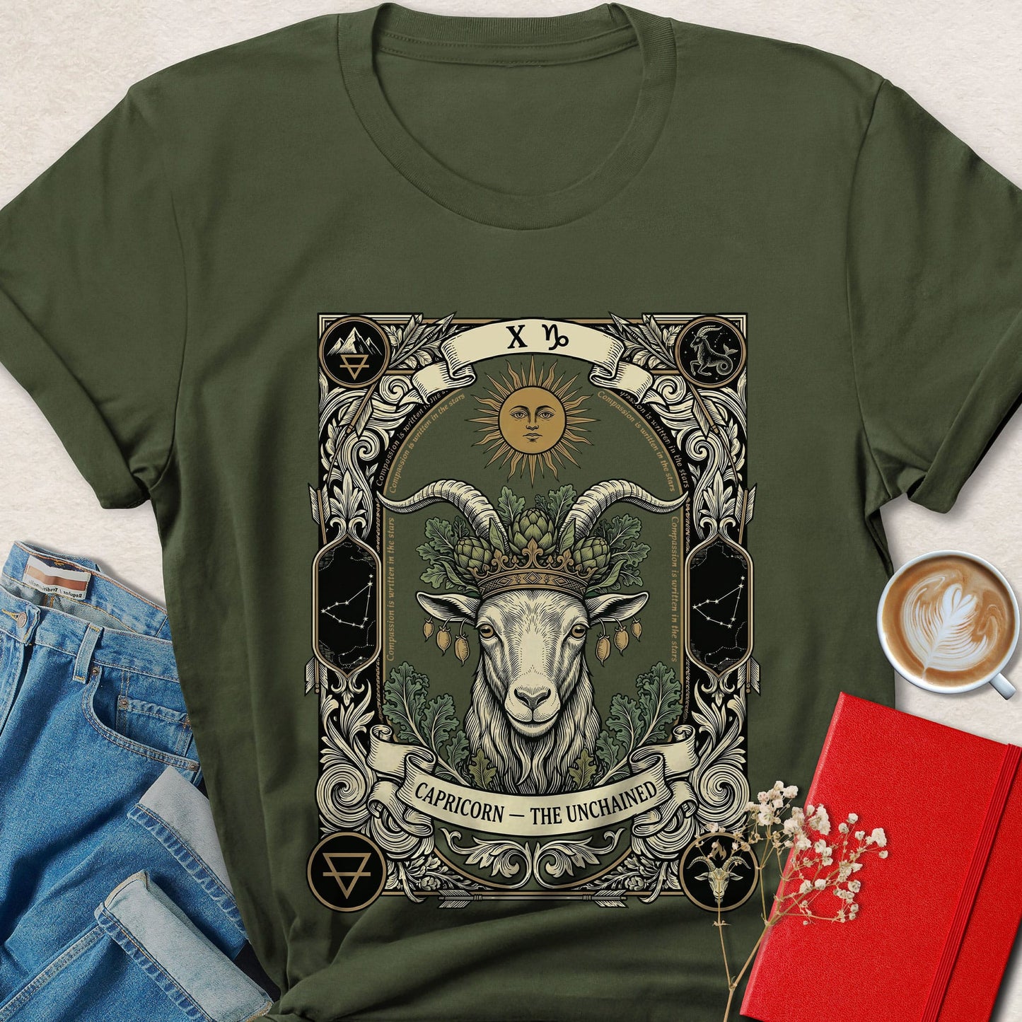 Capricorn Tarot Vegan Shirt Zodiac Astrology Plant Based Tee