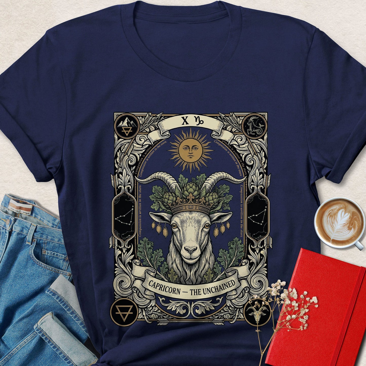 Capricorn Tarot Vegan Shirt Zodiac Astrology Plant Based Tee