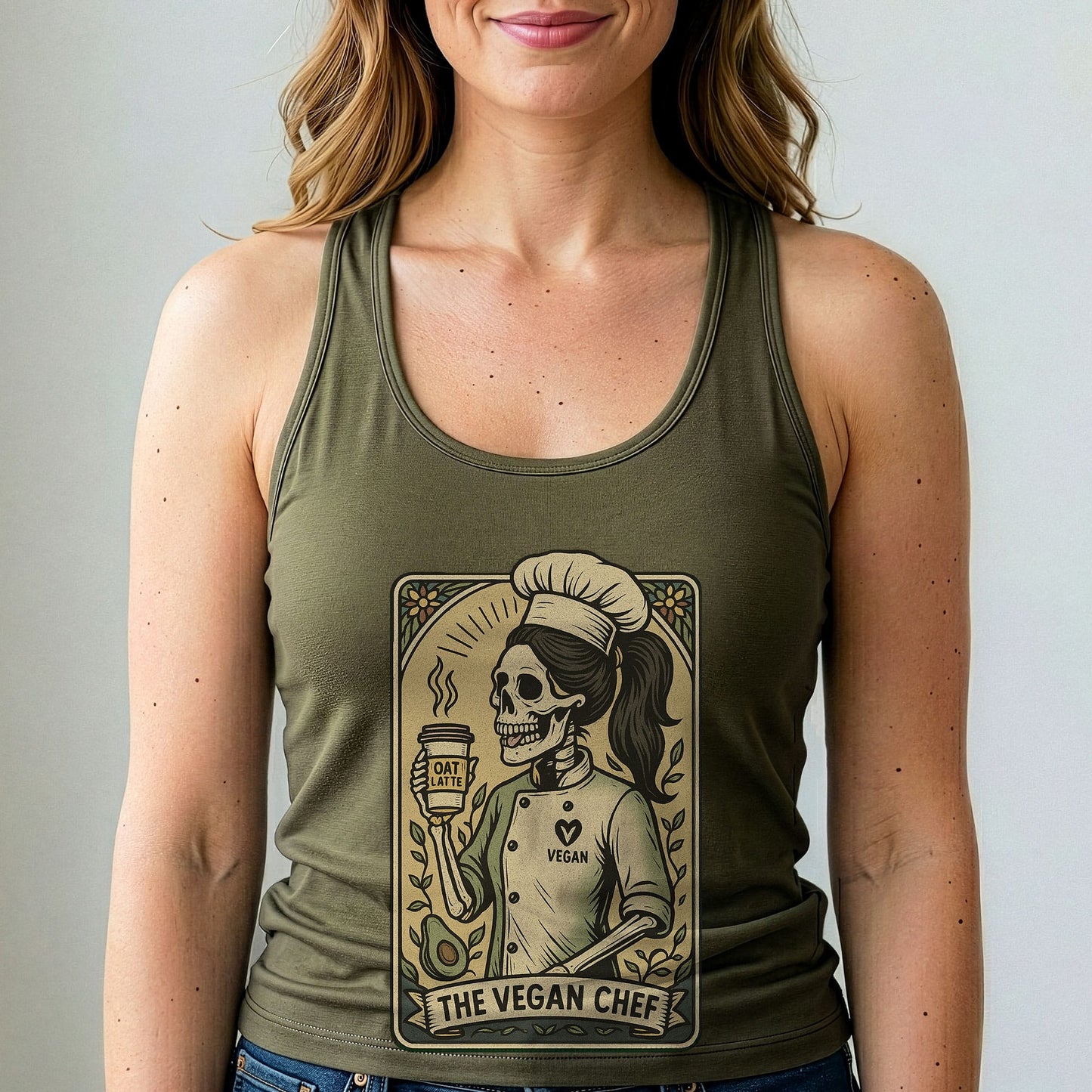 Vegan Chef Tank Top Plant Based Oat Latte Shirt