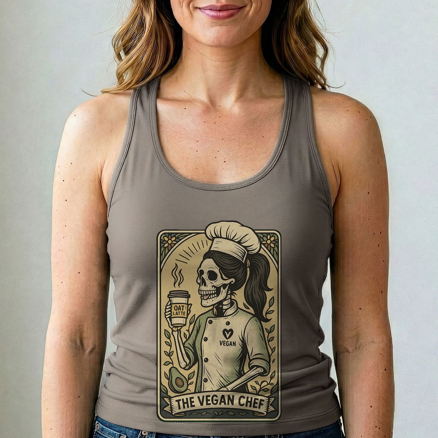 Vegan Chef Tank Top Plant Based Oat Latte Shirt