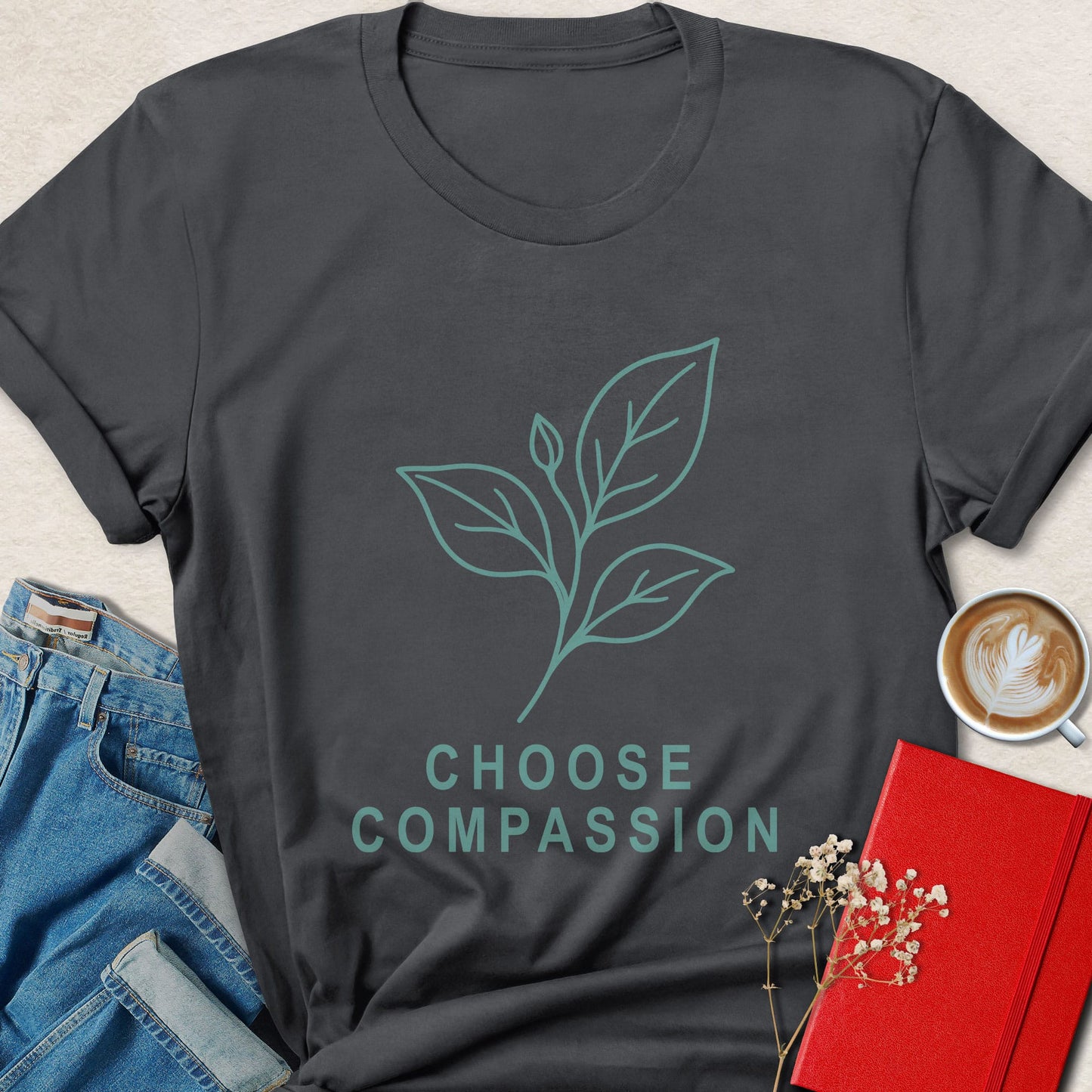 Minimal Botanical Choose Compassion T-Shirt