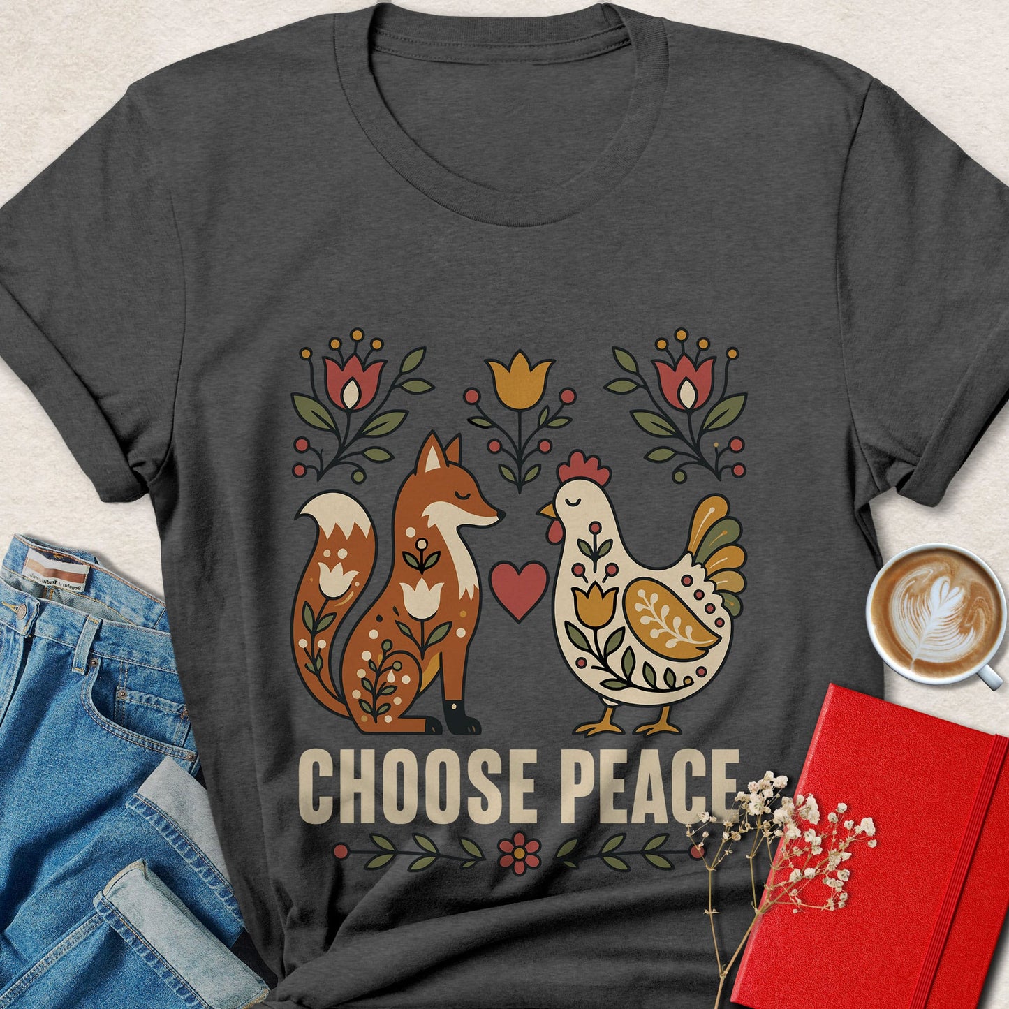 Choose Peace Folk Art Graphic T-shirt