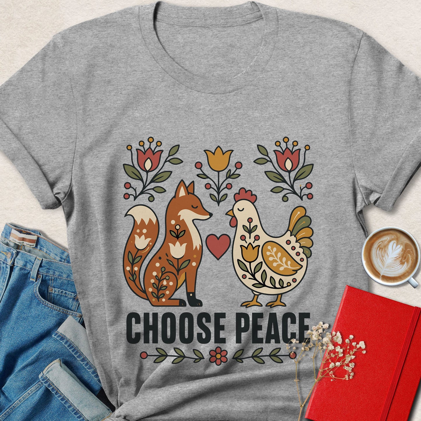 Choose Peace Folk Art Graphic T-shirt