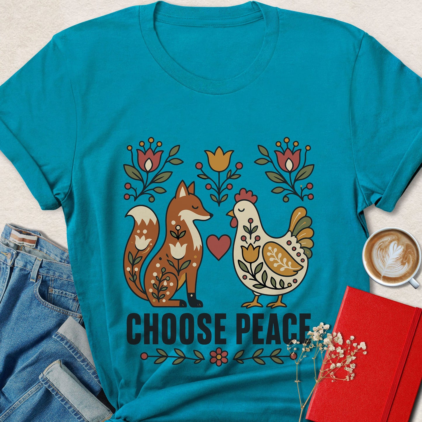 Choose Peace Folk Art Graphic T-shirt