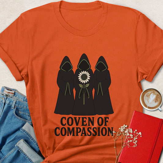 Coven of Compassion Floral Witch Trio T-Shirt - Vegan Halloween Tee