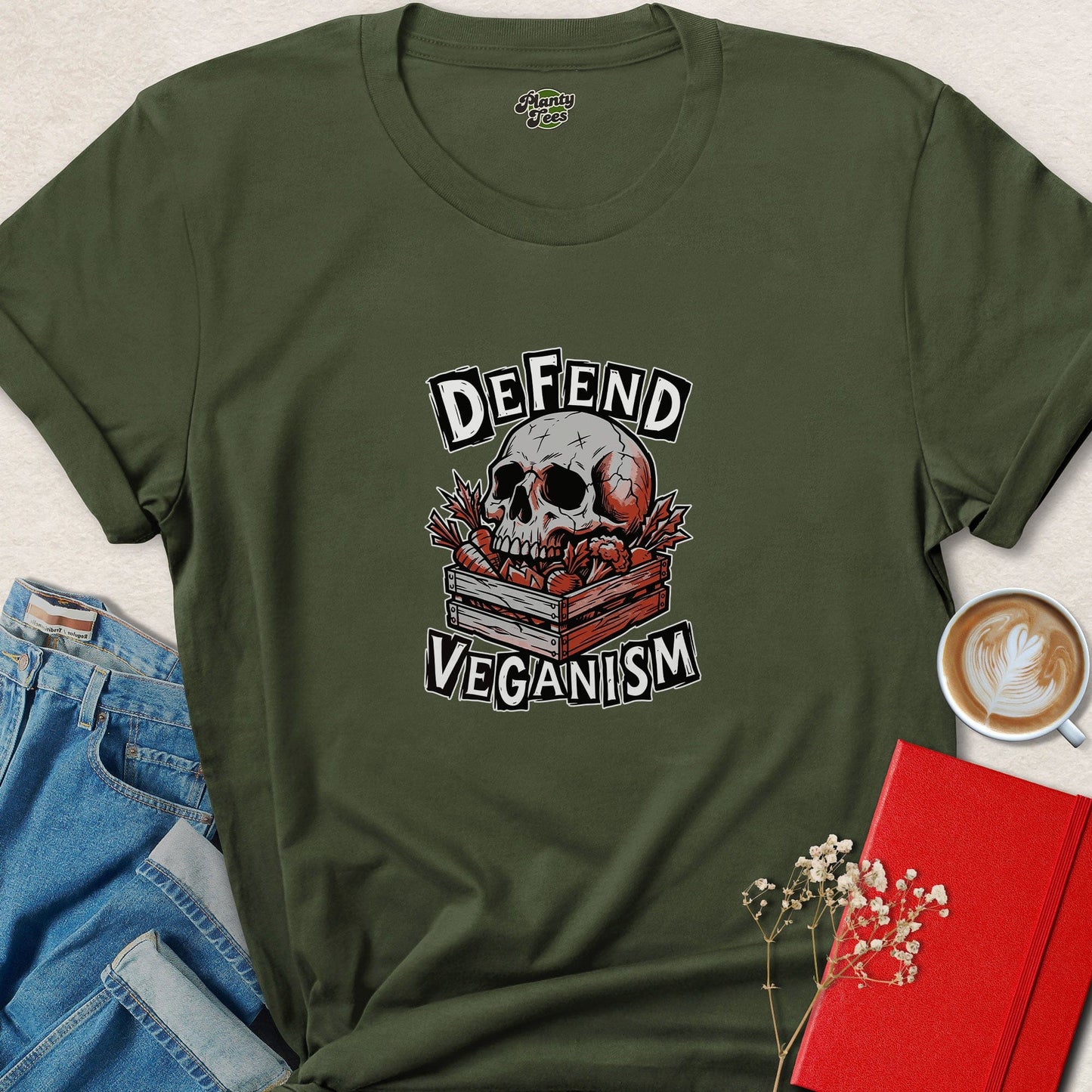 Defend Veganism Skull Shirt | Bold Vegan Activist Graphic Tee
