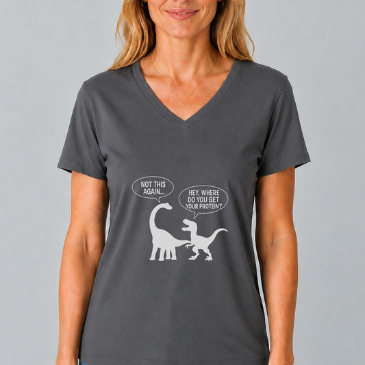 Dinosaur Protein Joke V-Neck T-Shirt